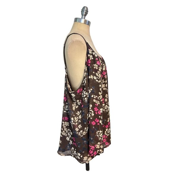 Lane Bryant Brown Floral Polyester Plus Top Size 28 - Picture 2 of 6